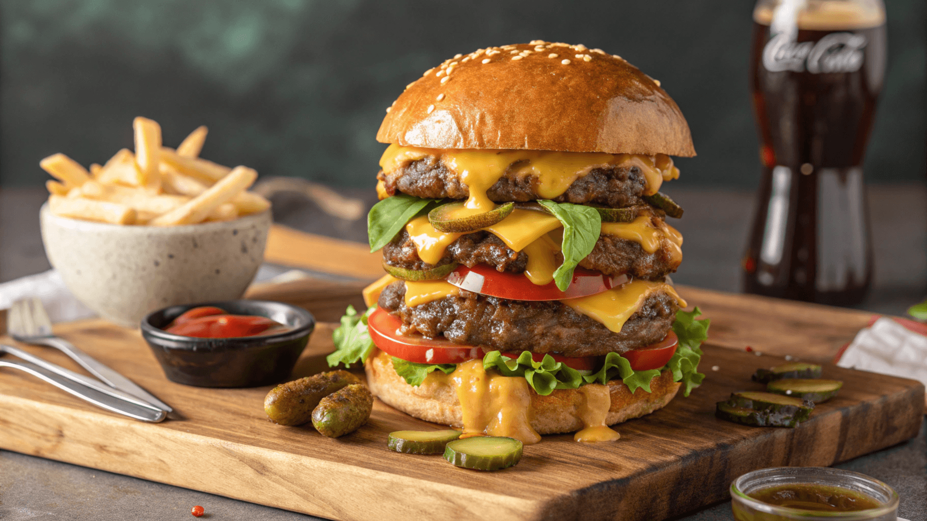 3 layer beef burger